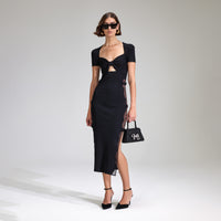 Black Viscose Knitted Midi Dress