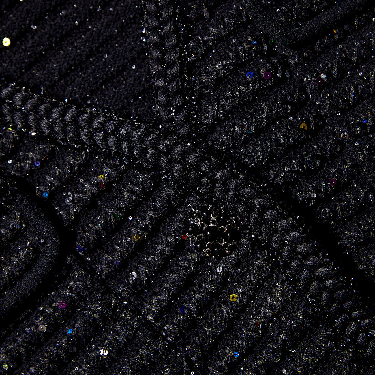 Black Sequin Long Knit Cardigan