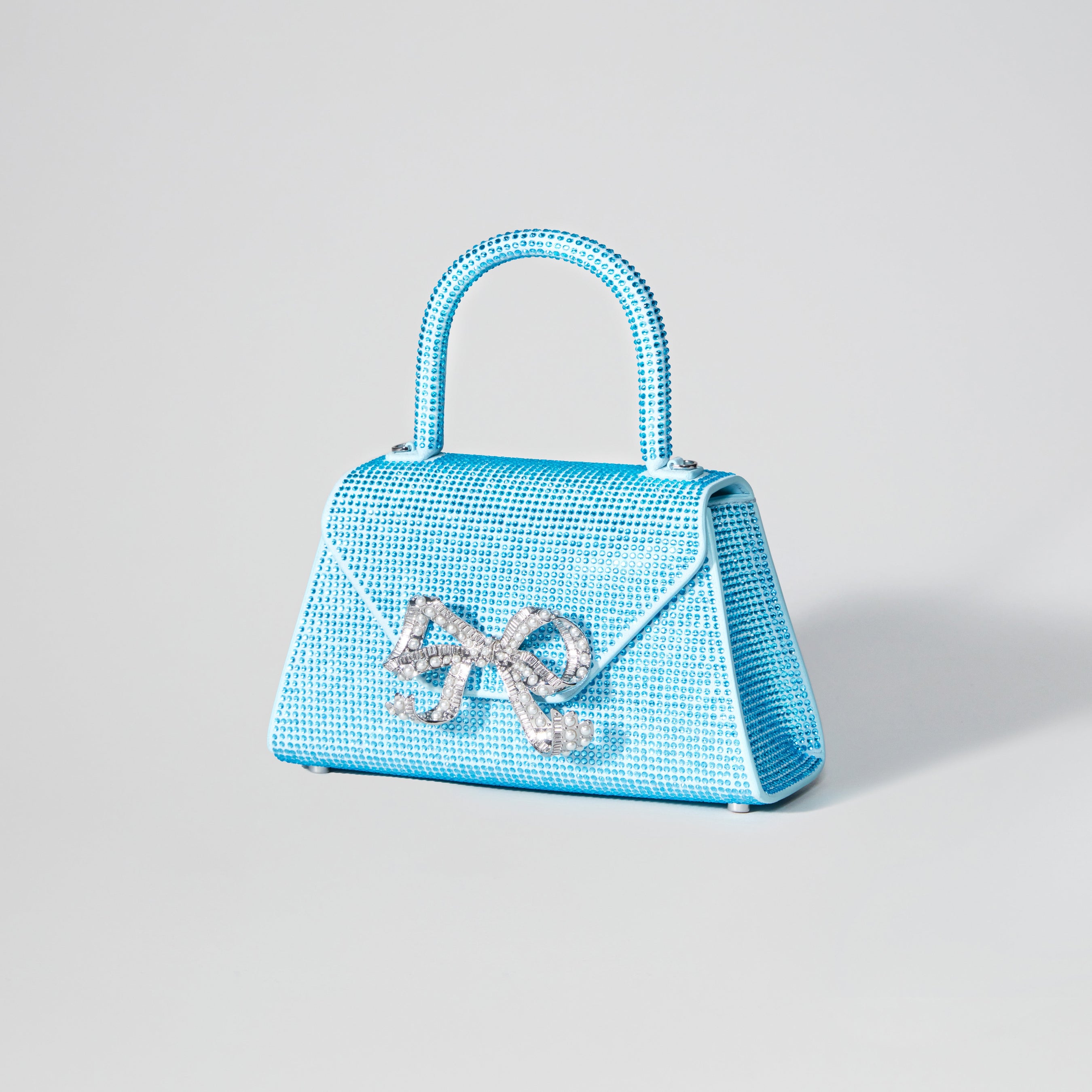 Blue Rhinestone Bow Envelope Mini Bag