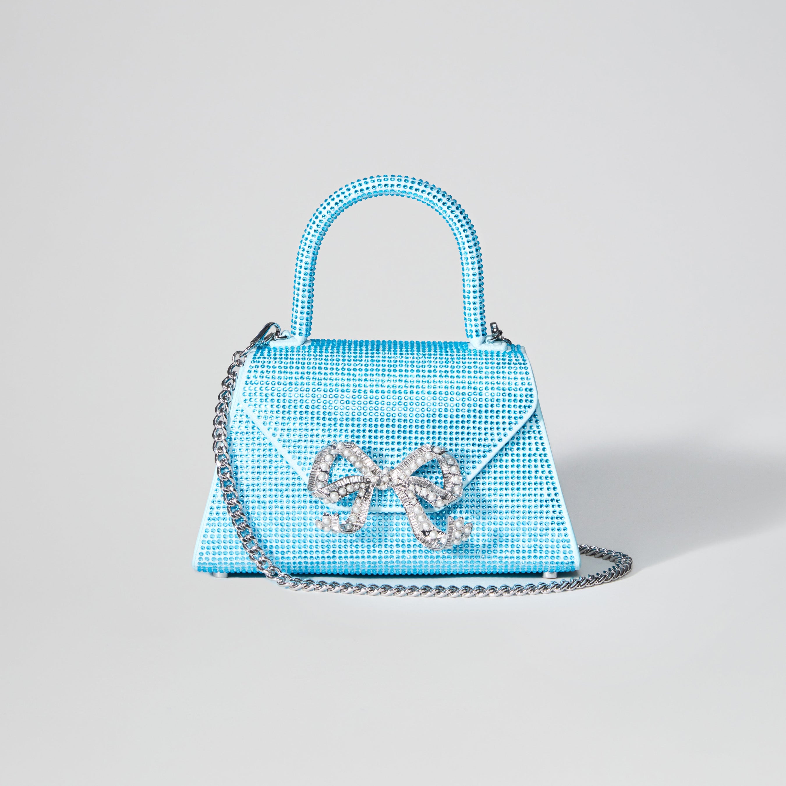 Blue Rhinestone Bow Envelope Mini Bag