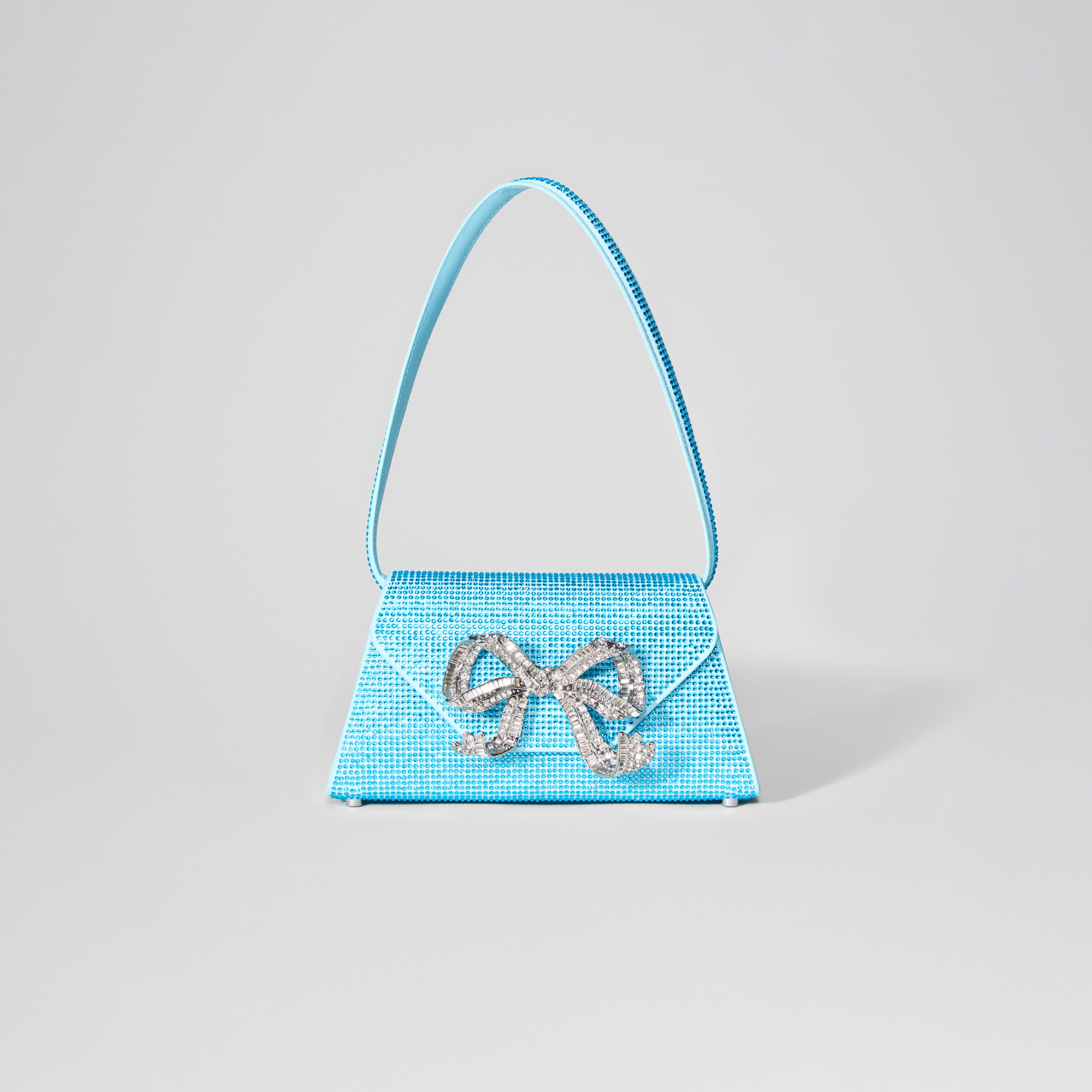 Blue Rhinestone Bow Mini Shoulder Bag – self-portrait