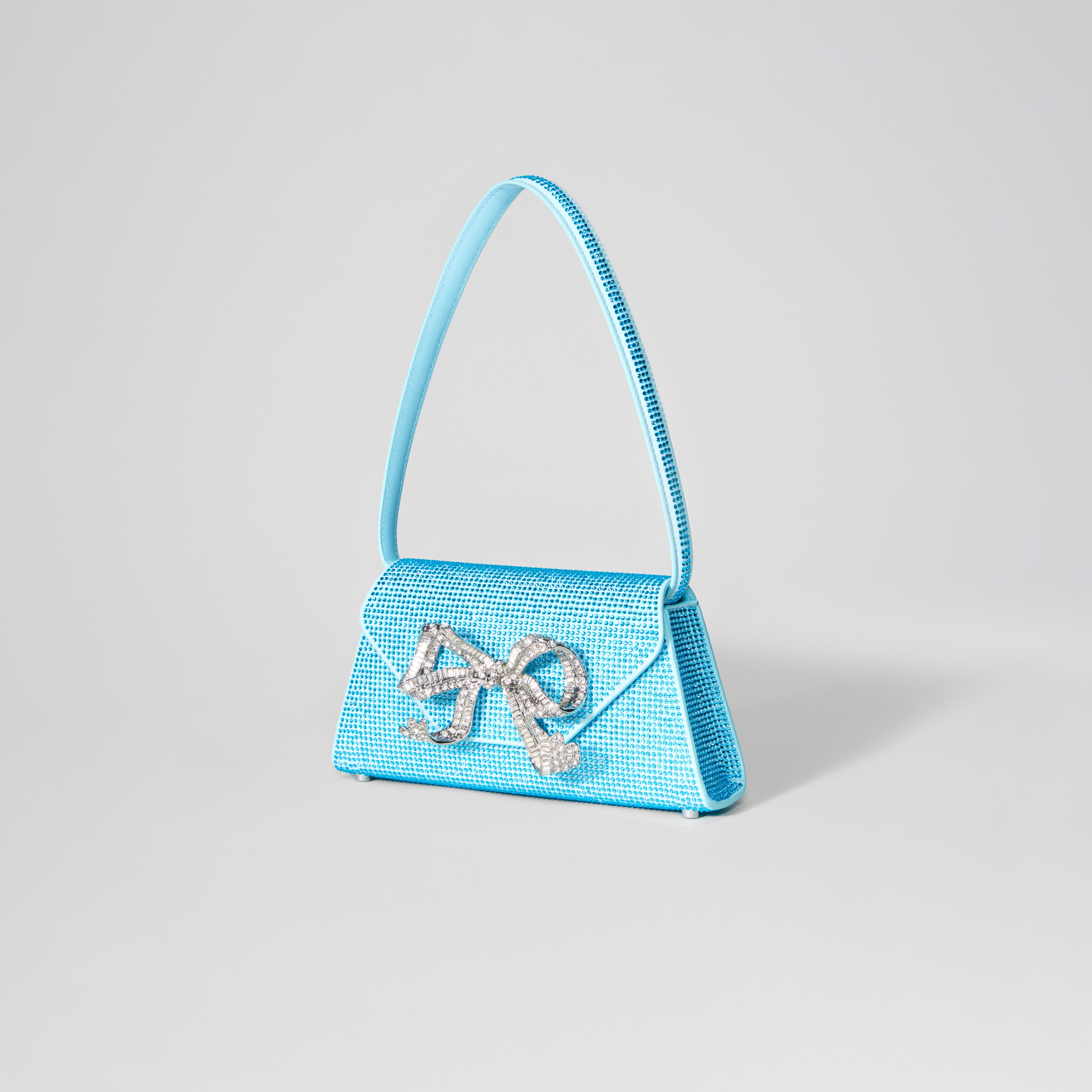 Blue Rhinestone Bow Mini Shoulder Bag – self-portrait