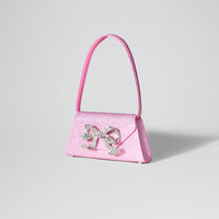 Pink Rhinestone Bow Mini Shoulder Bag